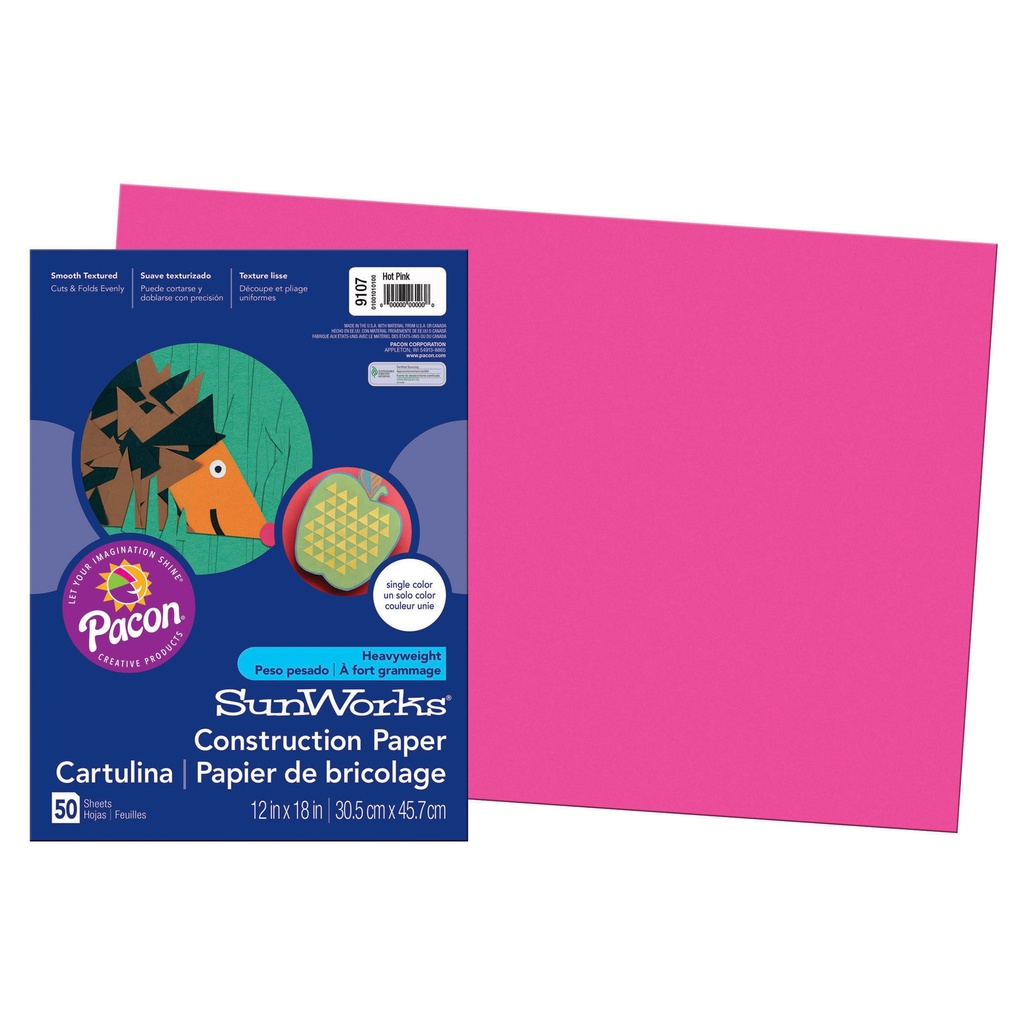 12x18 Hot Pink Sunworks Construction Paper 50ct Pack | Teacher Direct